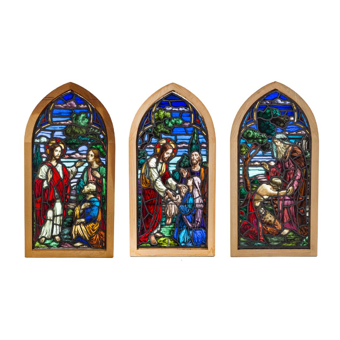 Three religious stained glass windows (1 of 6)
