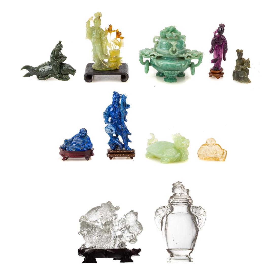 11 Chinese carved hardstone and jade articles (1 of 8)
