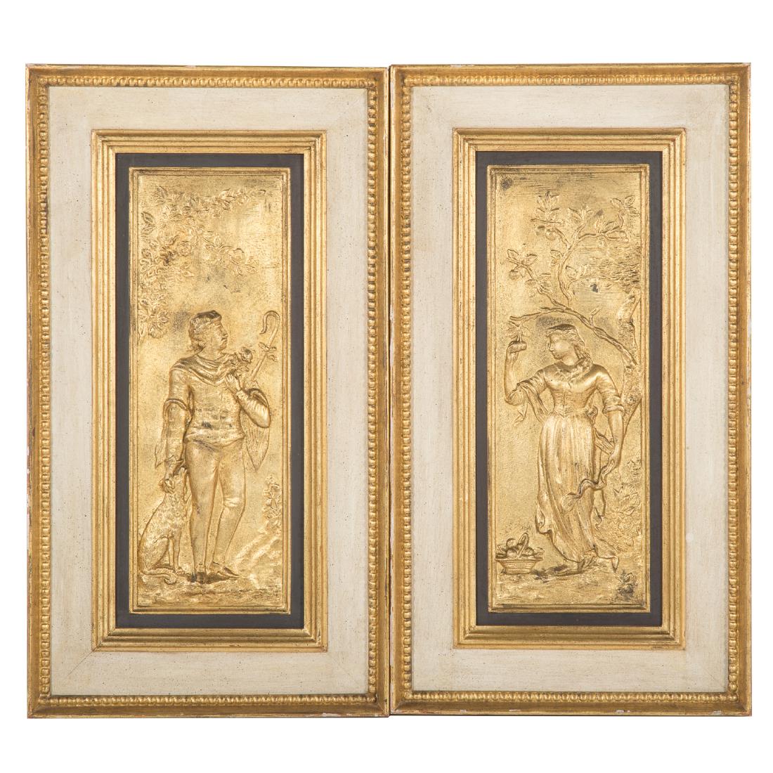 Pair gilt-metal classical relief plaques (1 of 5)