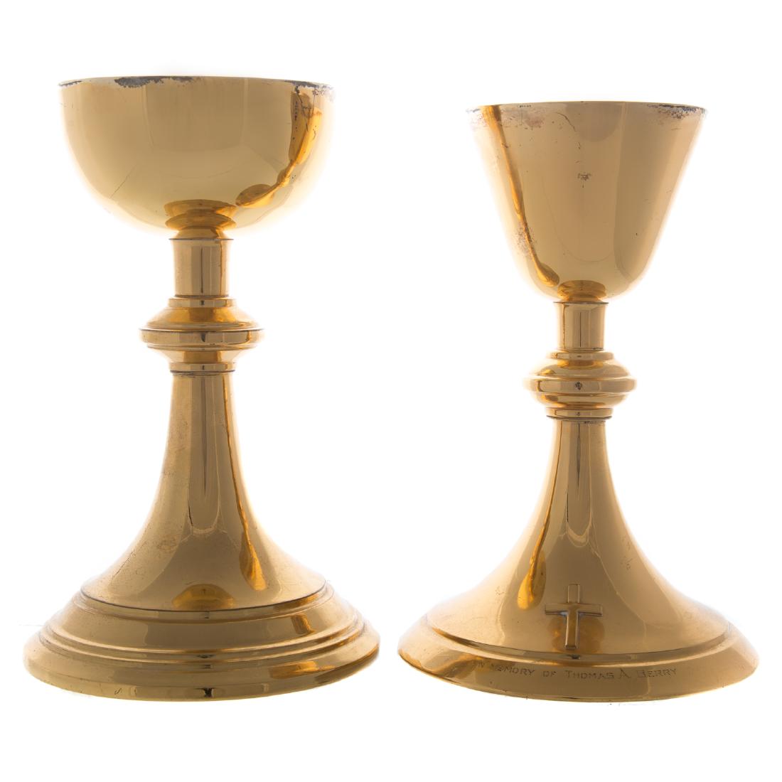 Pair of gilt sterling chalices marked "JPiana" (1 of 5)
