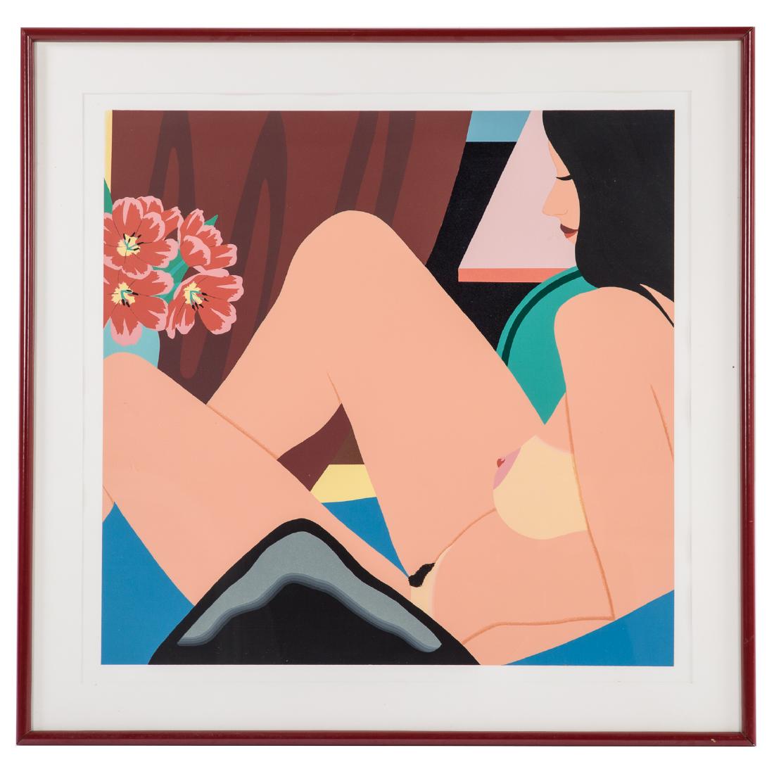 Tom Wesselmann. "Helen Nude," screenprint: (American, 1931-2004). Color screenprint, ed. 102/150, pencil signed and dated "Wesselmann, '81" lr, Transworld Art blindstamp ll, unidentified blindstamp lr, sheet size: 36 x 36 1/2 in., framed