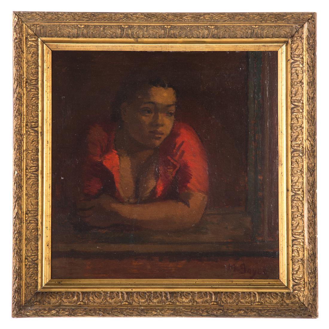 Moses Soyer. "Girl at Window," oil on board (1 of 5)