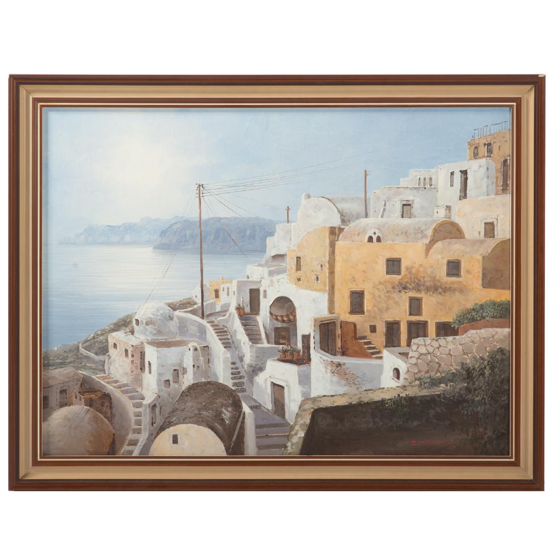 Sam Park. View of a Grecian Village, oil (1 of 3)