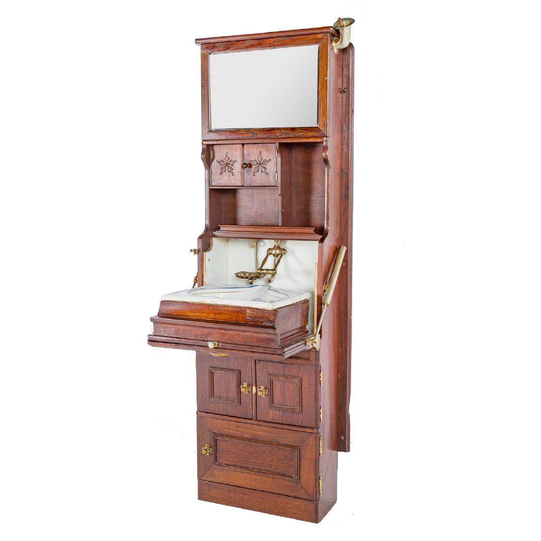 Norddeutscher Lloyd oak ocean liner wash cabinet (1 of 8)