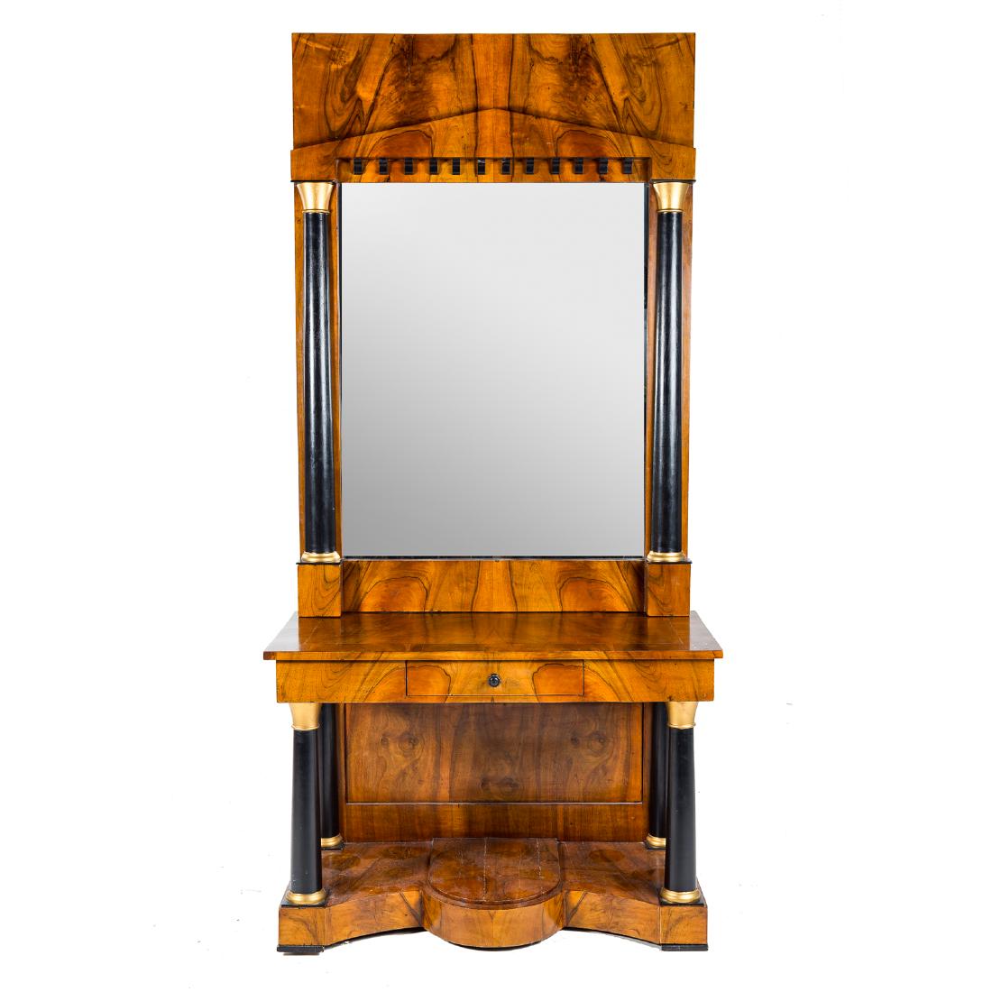 Biedermeier walnut veneer & ebonized pier table (1 of 5)