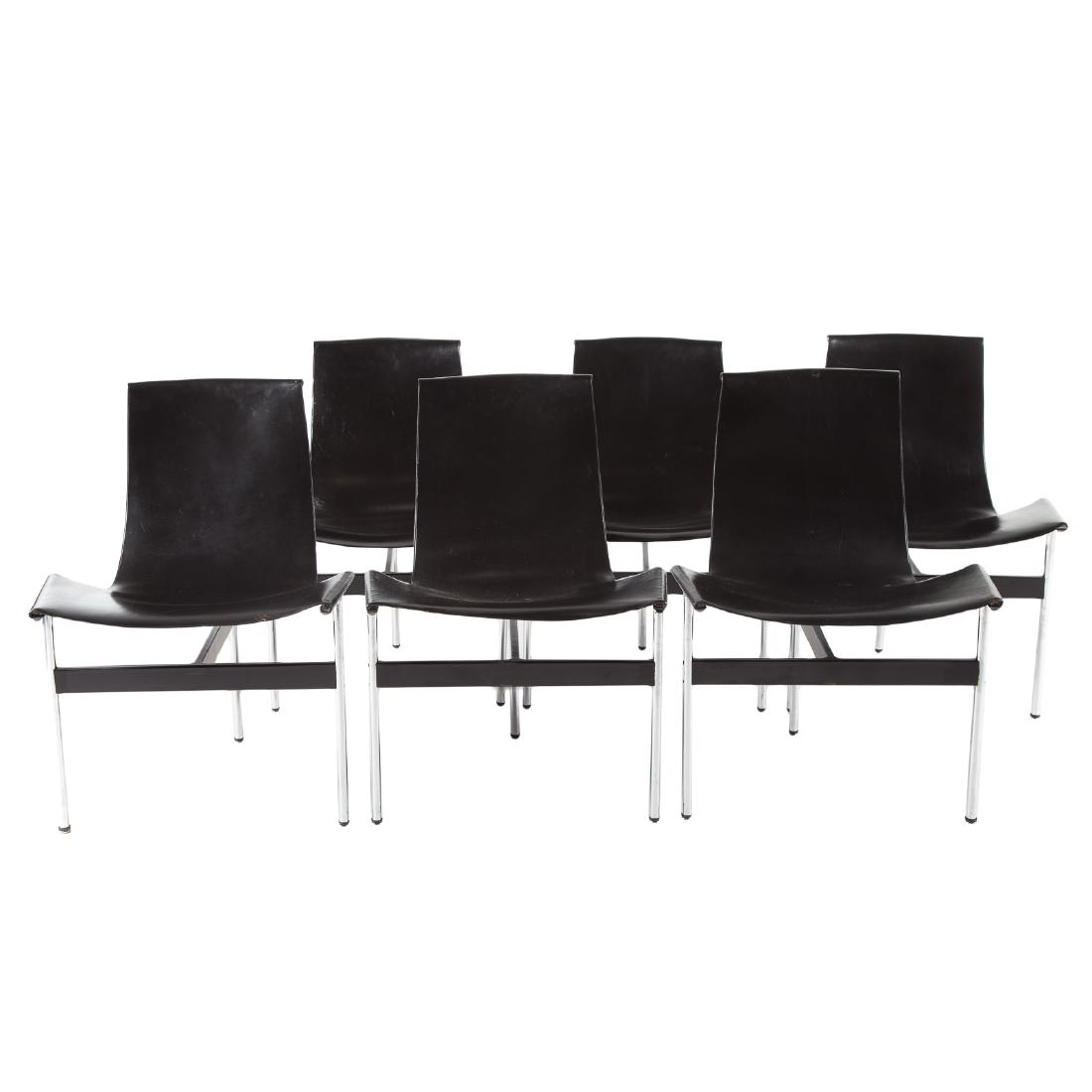 6 Contemporary black leather chrome dining chairs (1 of 4)