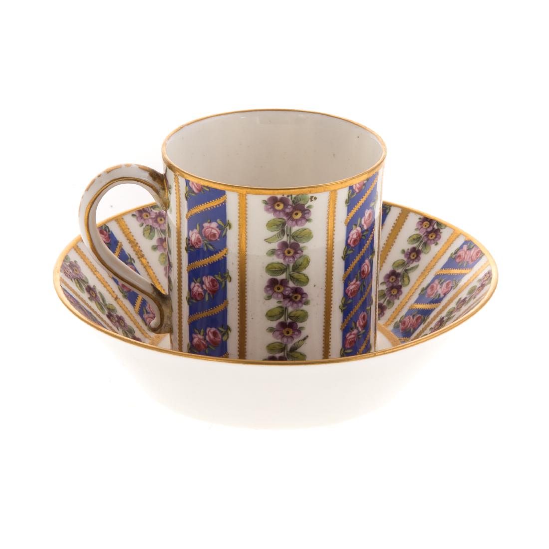 Sevres floral decorated cup and saucer (1 of 6)