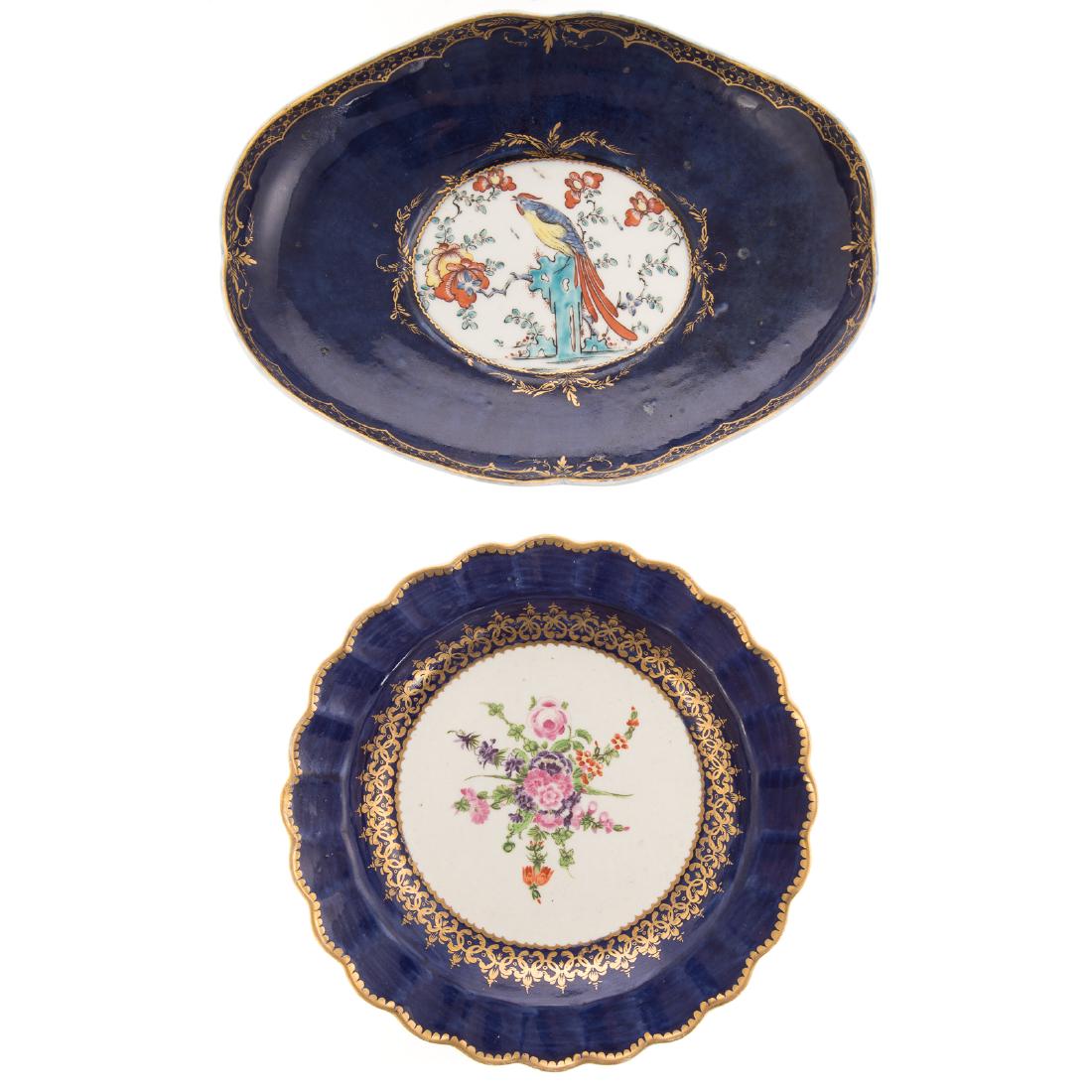 Two Worcester china dishes, Dr. Wall period (1 of 5)