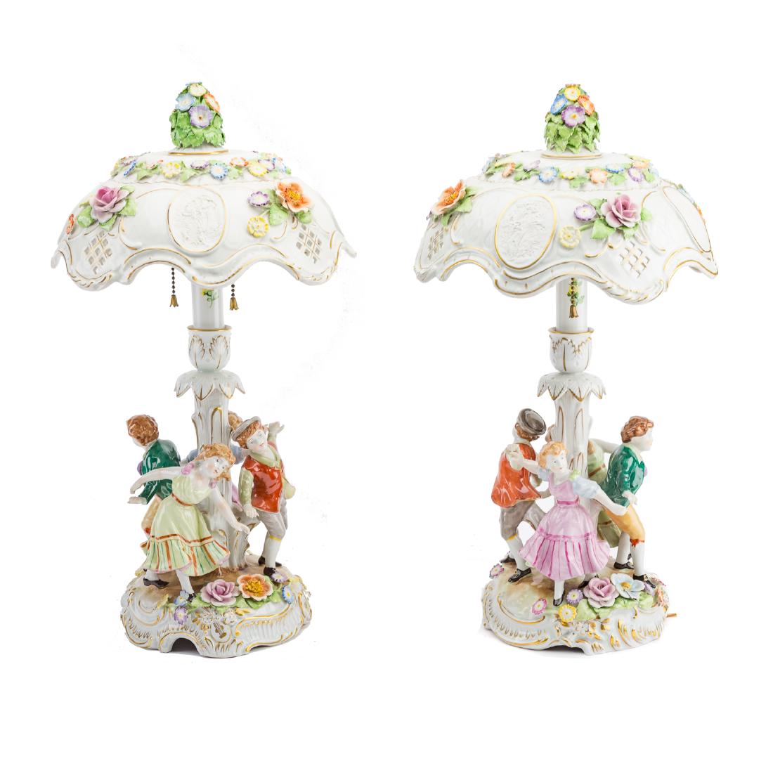 Pair of German figural porcelain lamps (1 of 8)