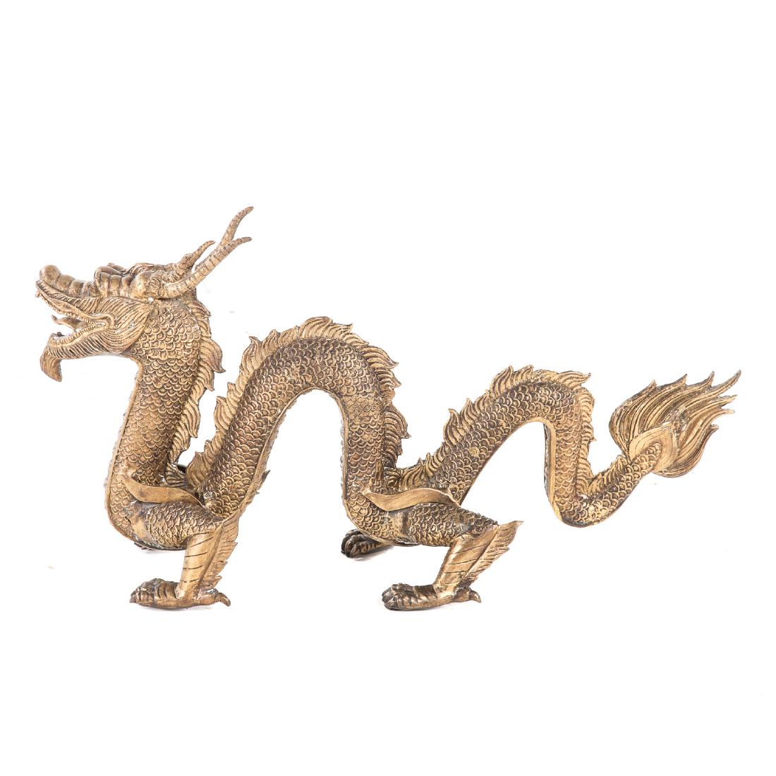 Large Asian gilt-metal dragon (1 of 5)