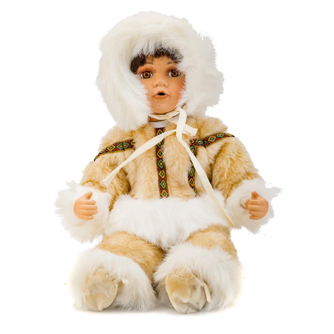 Painted bisque Inuit child doll (1 of 5)
