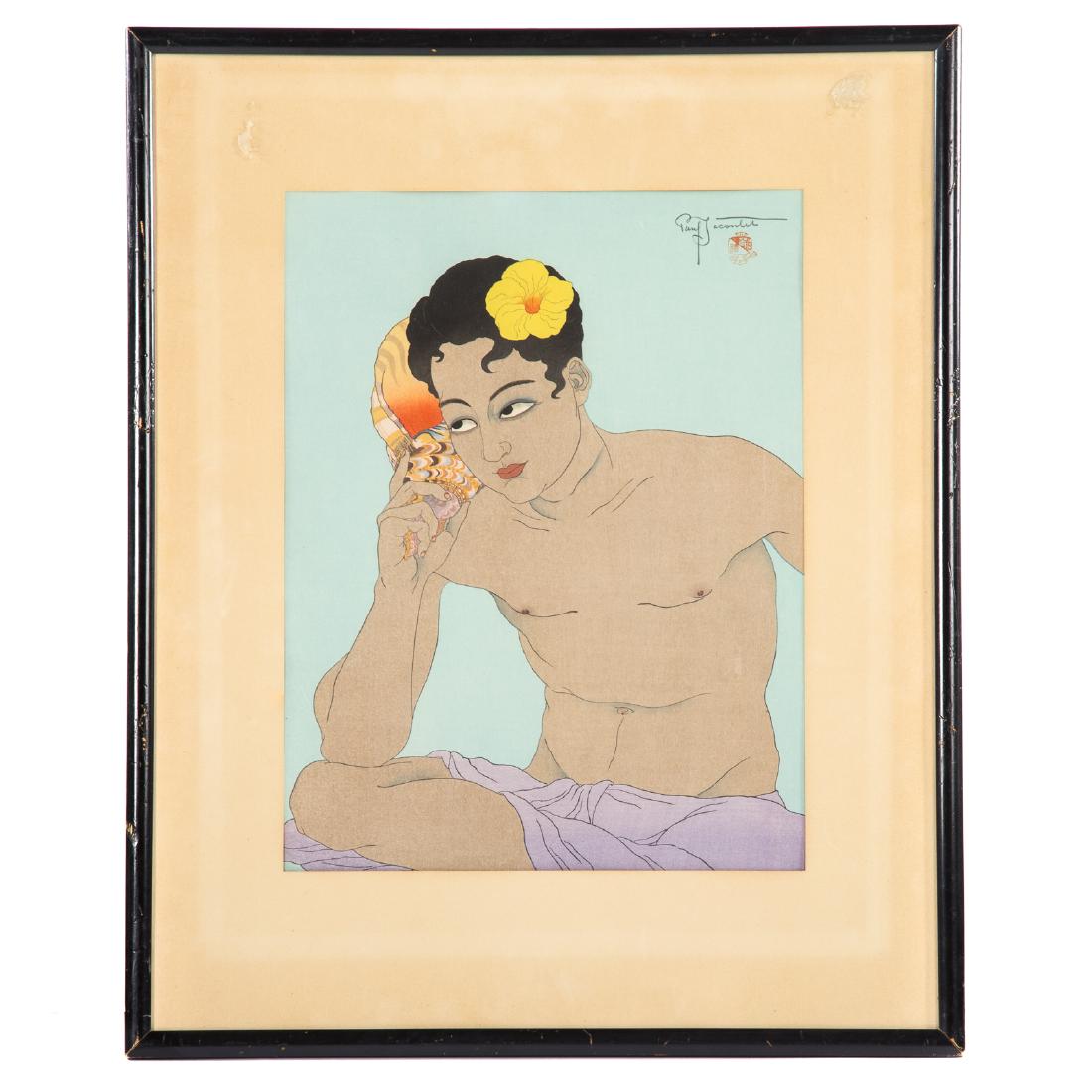 Paul Jacoulet. "Le Chant des Vagues," woodblock (1 of 5)