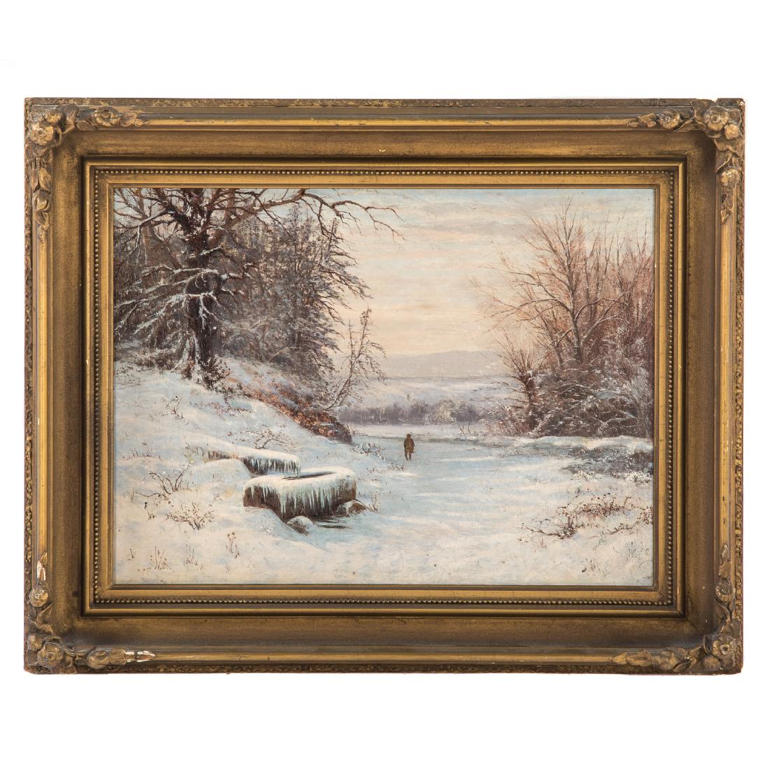 Edward Gay. Figure in a Winter Landscape, oil (1 of 4)