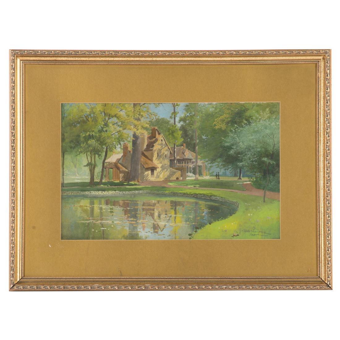 James Champney. "Petit Manon," watercolor: James Wells Champney (American, 1843-1903). "Petit Manon, [Versailles]," watercolor and gouache on paper, signed and titled lr, 10 3/4 x 17 in., framed