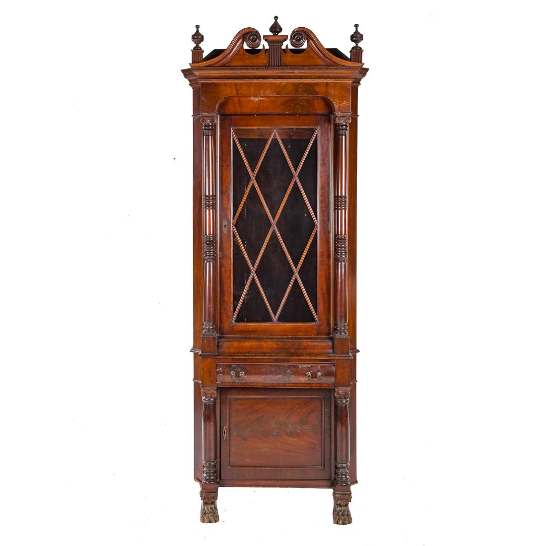 American Classical Revival carved mahogany cabinet (1 of 6)