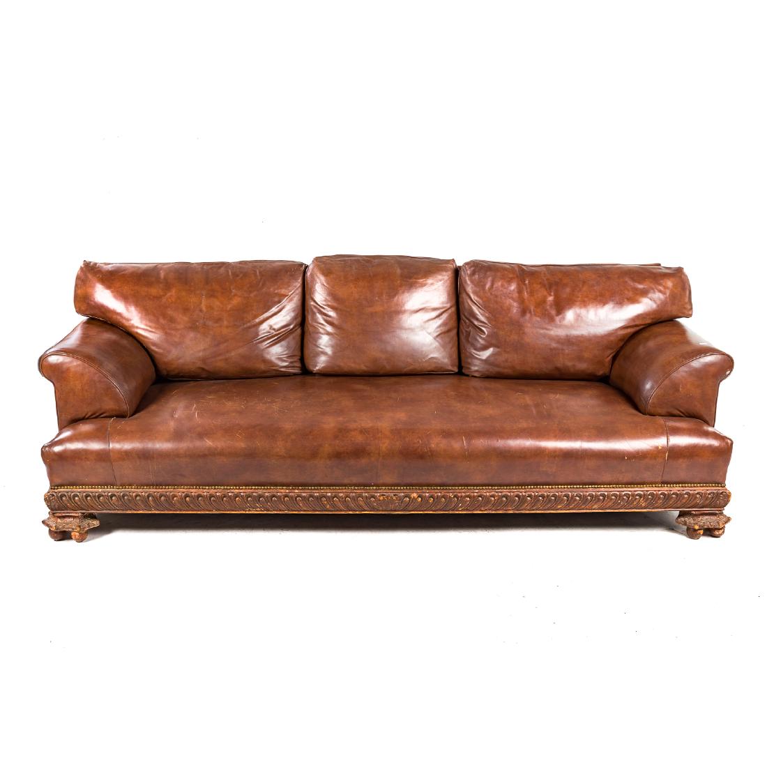 Continental leather upholstered sofa (1 of 4)