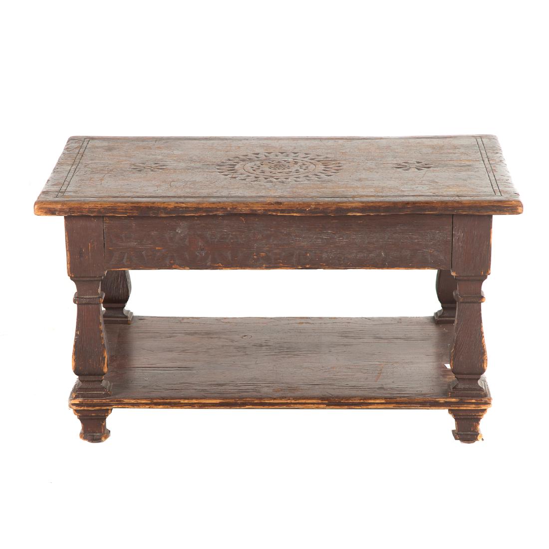 Russian pine chip carved coffee table (1 of 4)