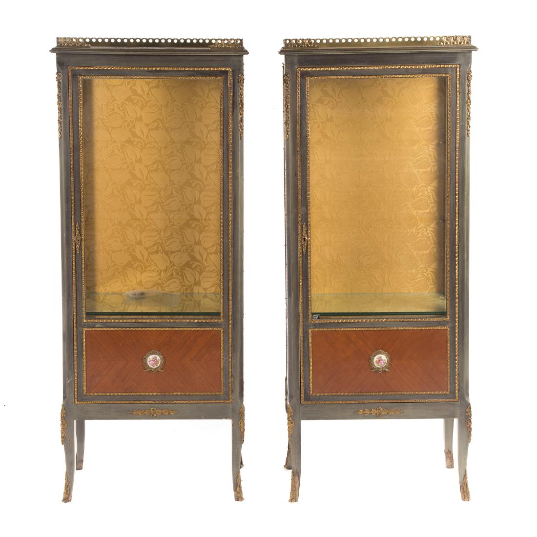 Pr. Louis XV style painted brass mounted vitrines (1 of 6)