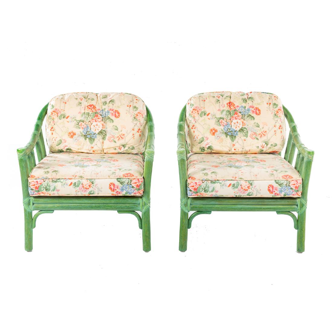 Pr McGuire bamboo & rattan green stain arm chars (1 of 3)