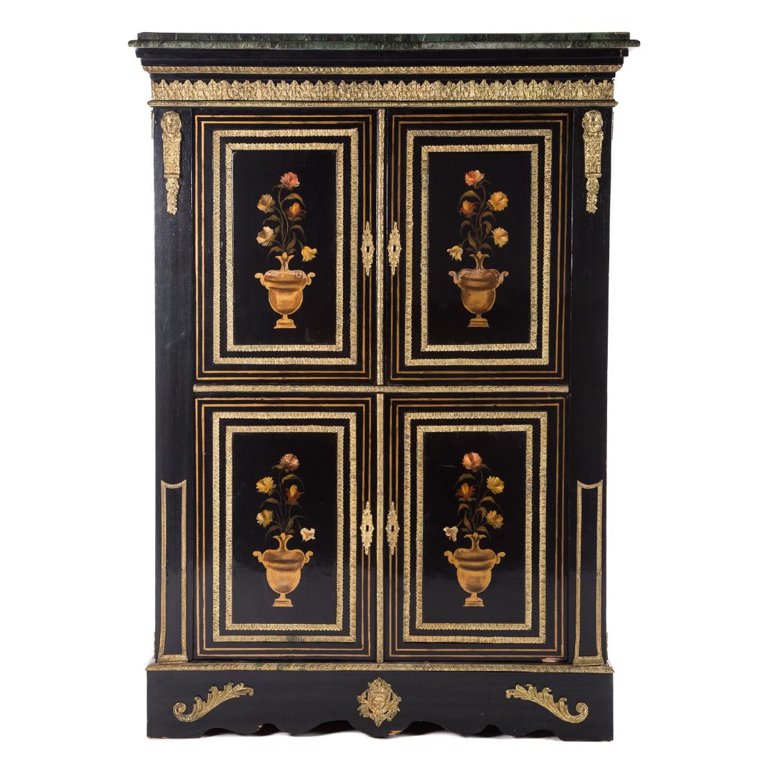 Louis XIV style ebonized brass mounted cabinet (1 of 7)