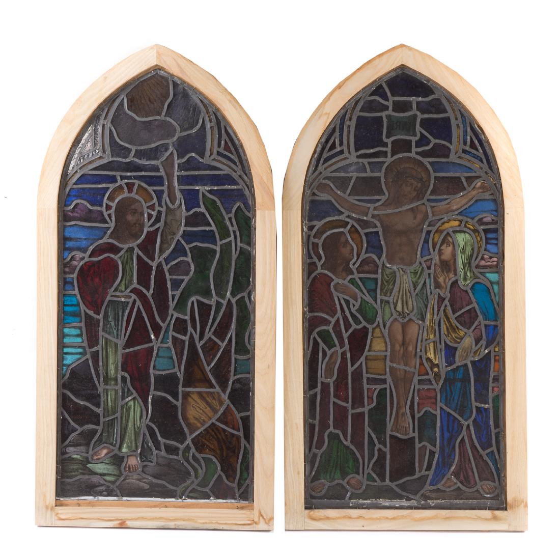Two religious themed leaded glass windows (1 of 7)