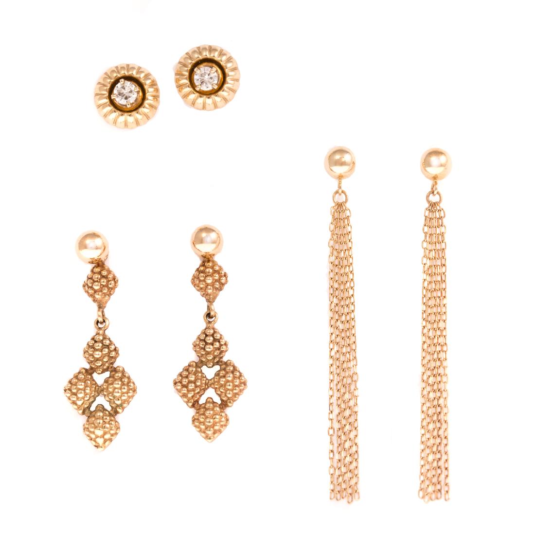 A Trio of Ladies 14K Gold Earrings (1 of 4)