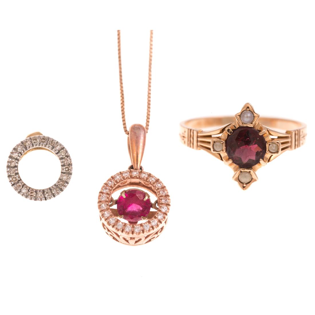A Vintage Garnet Ring & Diamond Pendants in Gold (1 of 8)