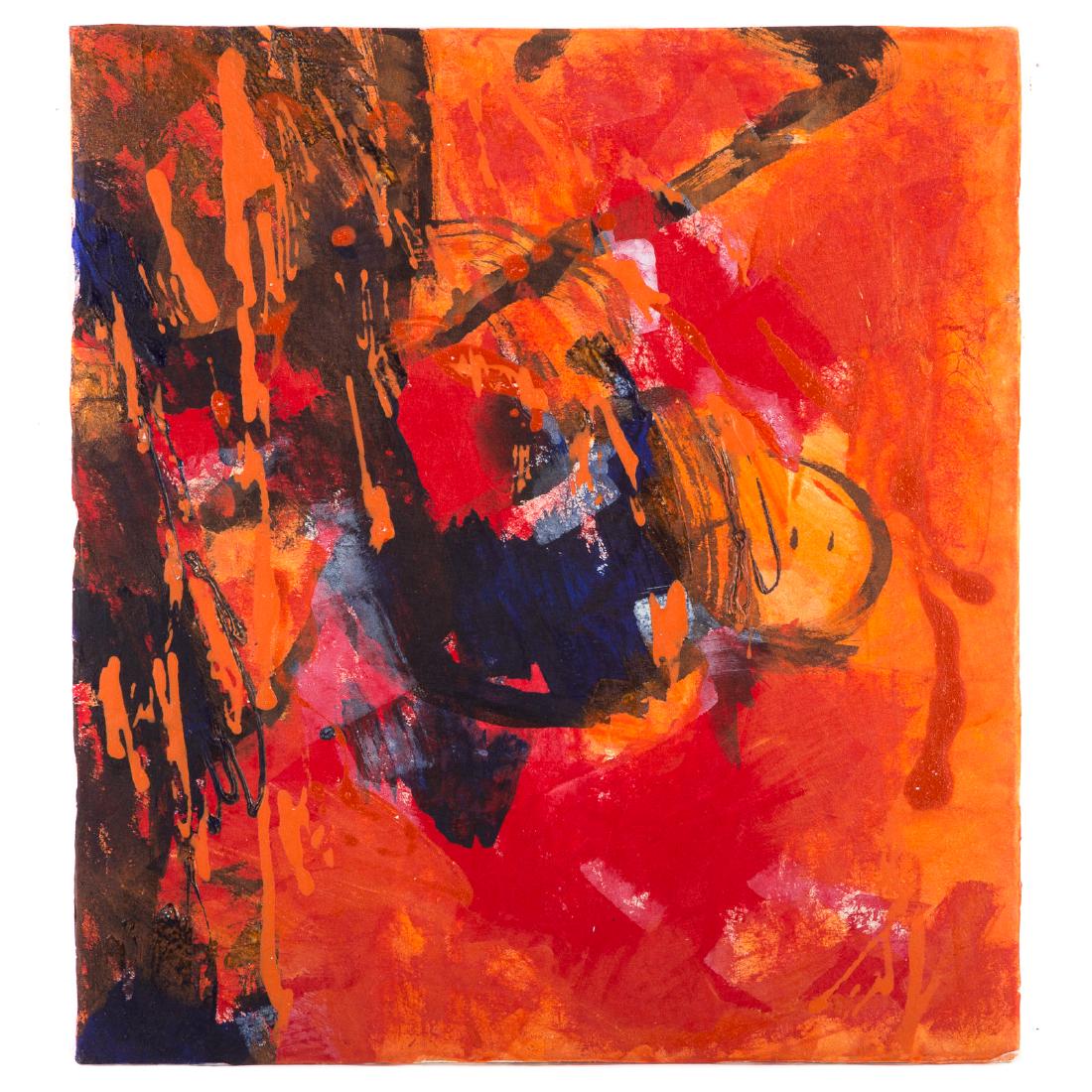 Untitled Abstract, Orange & Blue, acrylic (1 of 3)