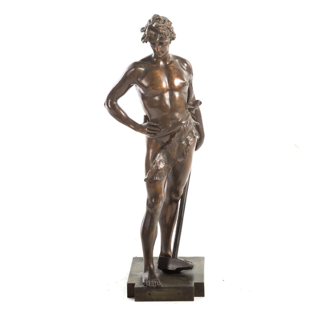 Anton Nelson. Man with Sledgehammer, Bronze: (Austrian, 1880-1910). Signed, 28 in., H