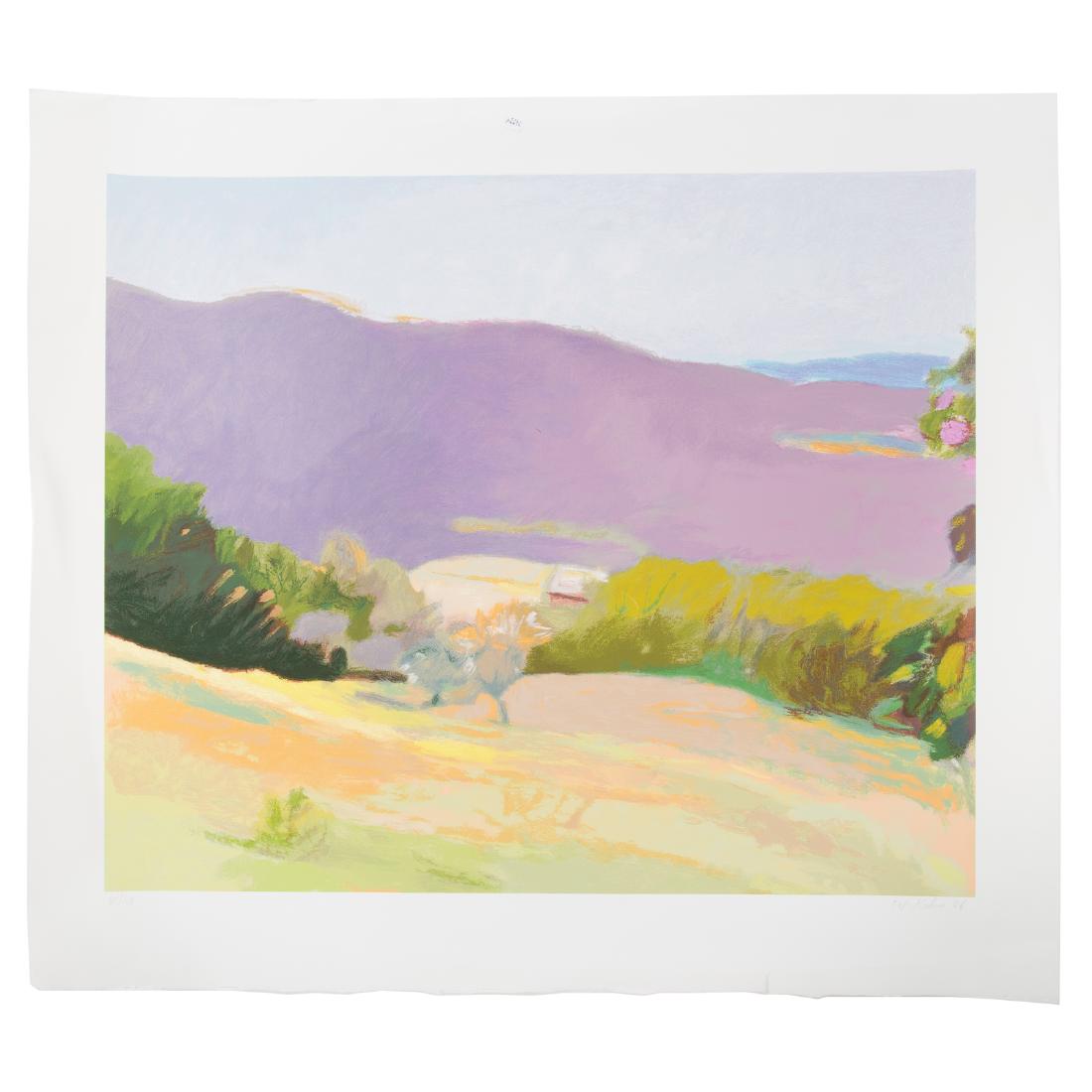 Wolf Kahn. "Down in the Valley": (American, b. 1927). Serigraph, pencil signed and dated "W. Kahn 06" lr, blindstamp lr, sheet size: 3 x 40 in., unframed; Private collection, Washington, DC