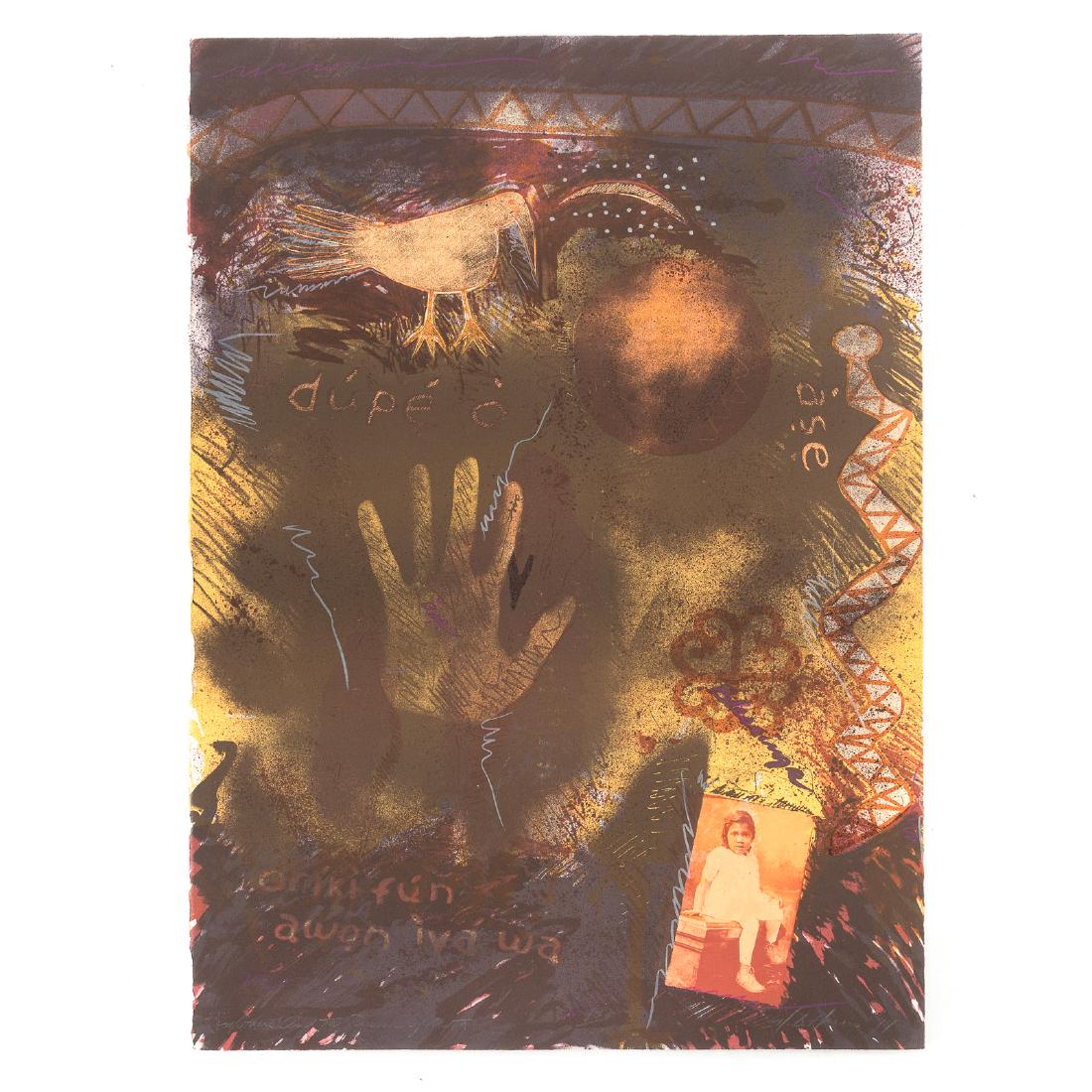 Michael Harris. "Mothers and the Presence of Myth": Michael Dehart Harris. (American, b. 1948). Lithograph in colors, 1994, ed. 49/100, pencil signed and dated "Michael D. Harris" lr, titled ll, 30 x 21 1/4 in., unframed; From the Collection of Evangel