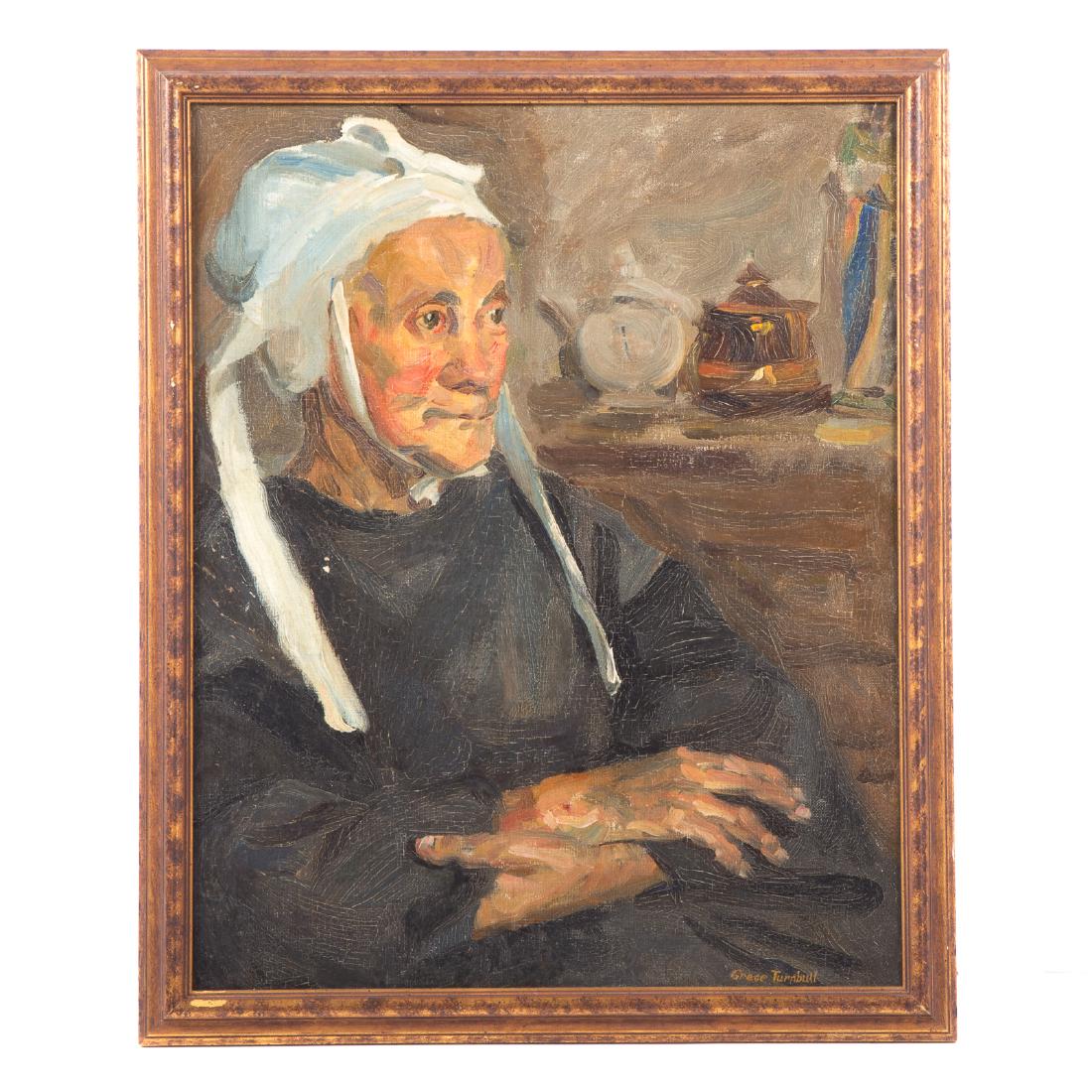 Grace Hill Turnbull. Portrait of an Elderly Lady: (American, 1880-1976). Oil on canvas, signed "Grace Turnbull" lr, 25 x 20 in., framed
