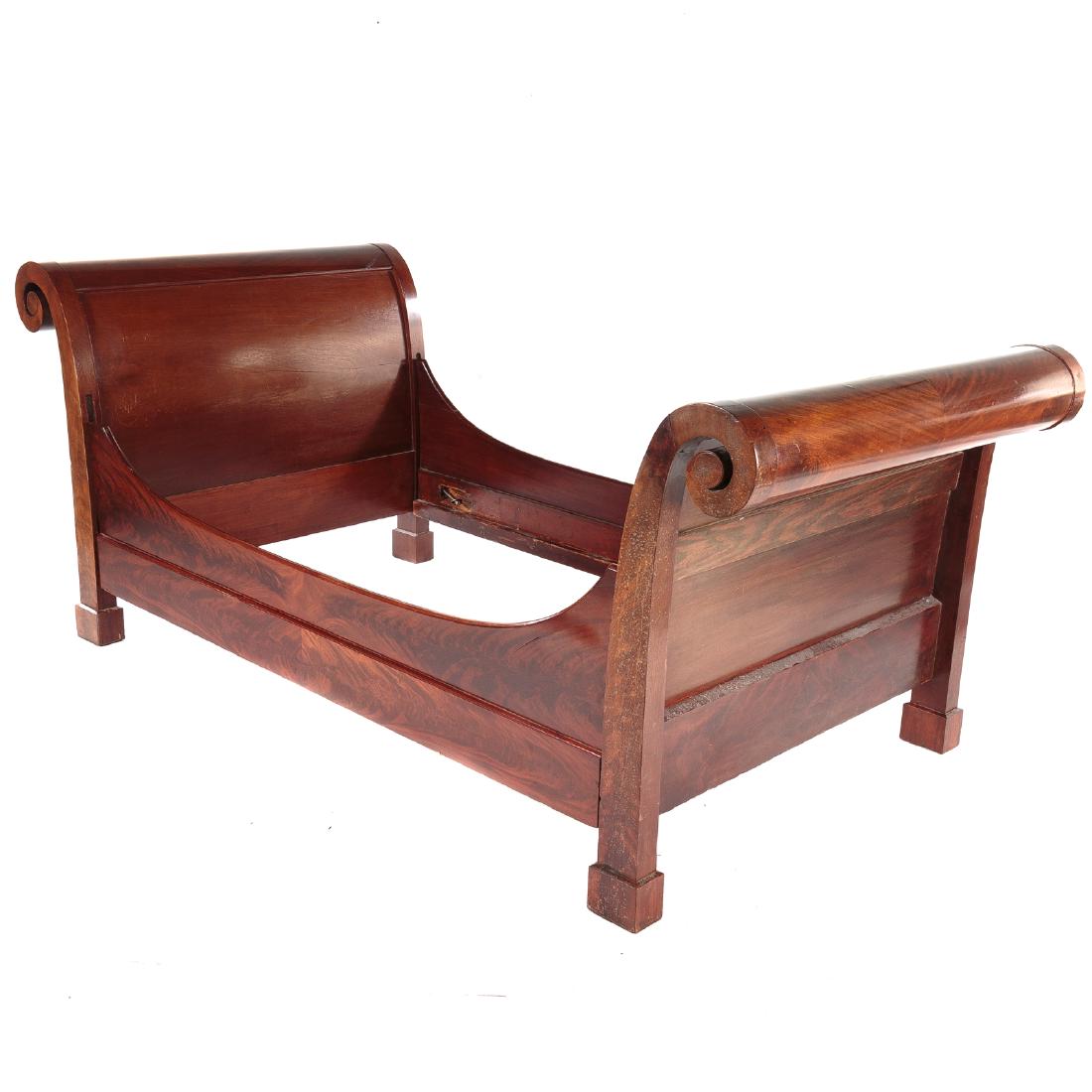 American Empire Mahogany Sleigh Bed: early 19th century; 41 in. H., 80 in. L., 48 in. W.; Estate of a Prominent Washington, DC Antique Dealer