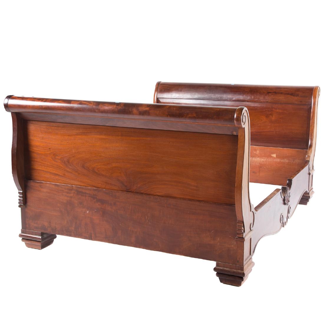 American Empire Mahogany Sleigh Bed: late 19th century; 41 1/2 in. H., 80 in. L., 64 in. W.; Estate of a Prominent Washington, DC Antique Dealer