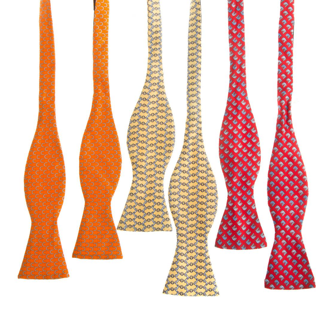 Three Hermes Silk Bow Ties