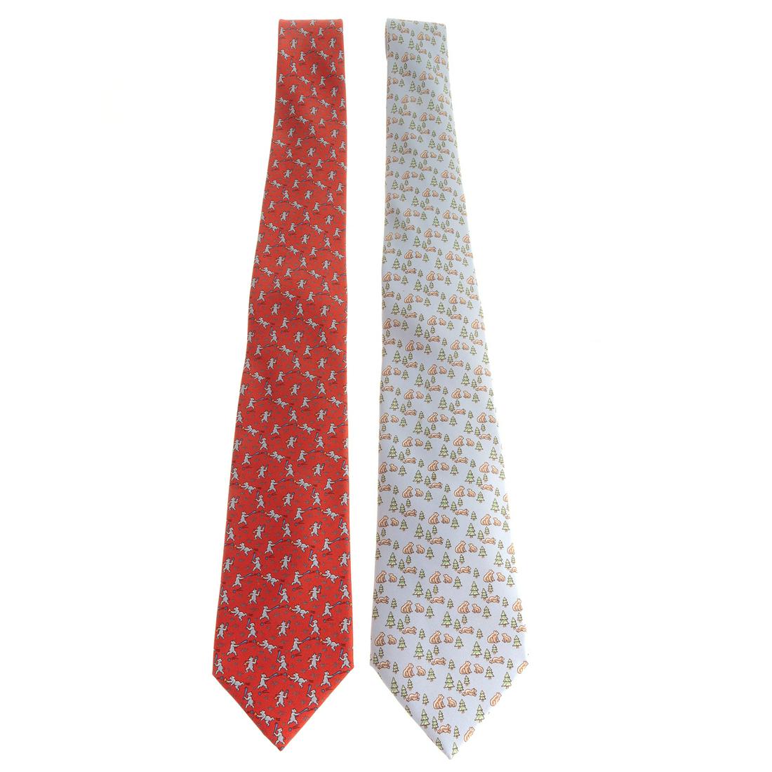 Two Hermes Silk Ties