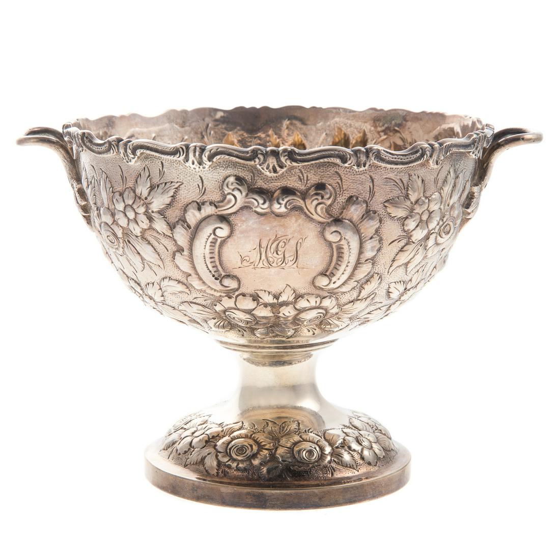 A. E. Warner Repousse Coin Silver Waste Bowl: Baltimore, mid 19th century, 5 1/2 in. Diam., 4 5/8 in. H., 10.90 ozt.