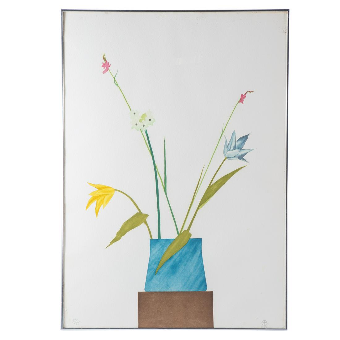 Edward Baynard. Flowers: (American, 1940-2016). Serigraph in colors, 1979, ed. 34/45, pencil signed with artist's cipher and dated, lr, sight size: 41 x 29 1/4 in., framedPrivate collection, Baltimore, MD