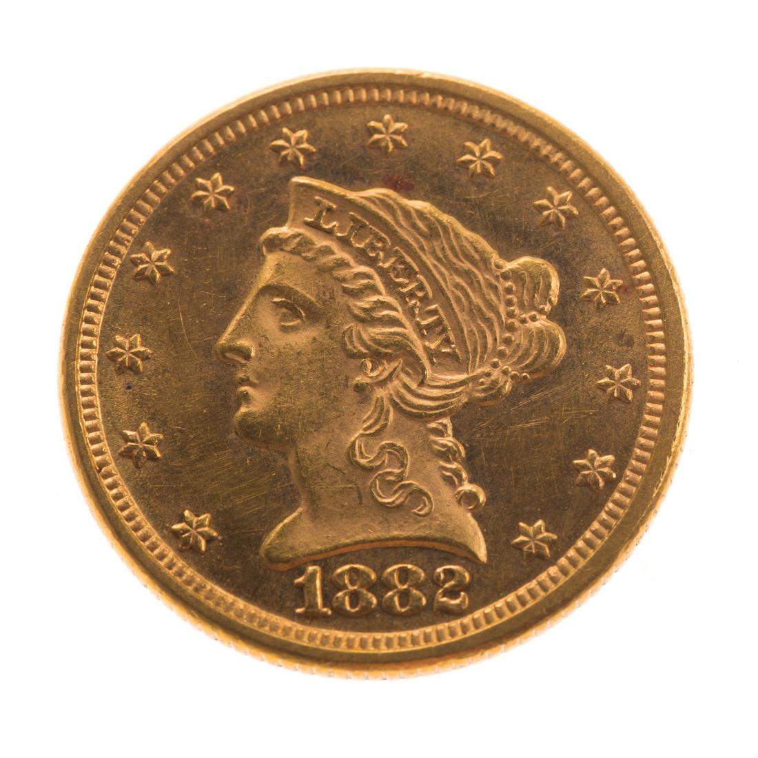 1882 250 Liberty Gold Quarter Eagle Ms61 Pl