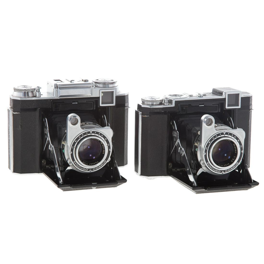 Two Zeiss Ikonta Bellows Cameras: Ikonta 532/16 camera with Zeiss Tessar 1:2,8 lens, serial # 1232295 and Ikonta 533/16 camera with Zeiss Tessar 1:2,8 lens, serial # 651304