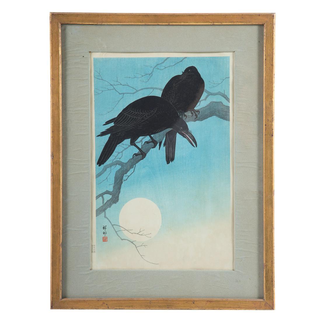 Koson Ohara. "Crows Under the Moon" (1 of 5)