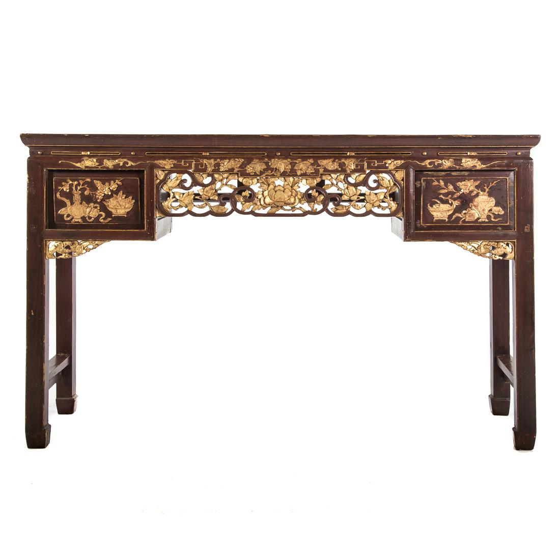 Chinese Carved Lacquered Parcel Gilt Altar Table (1 of 5)