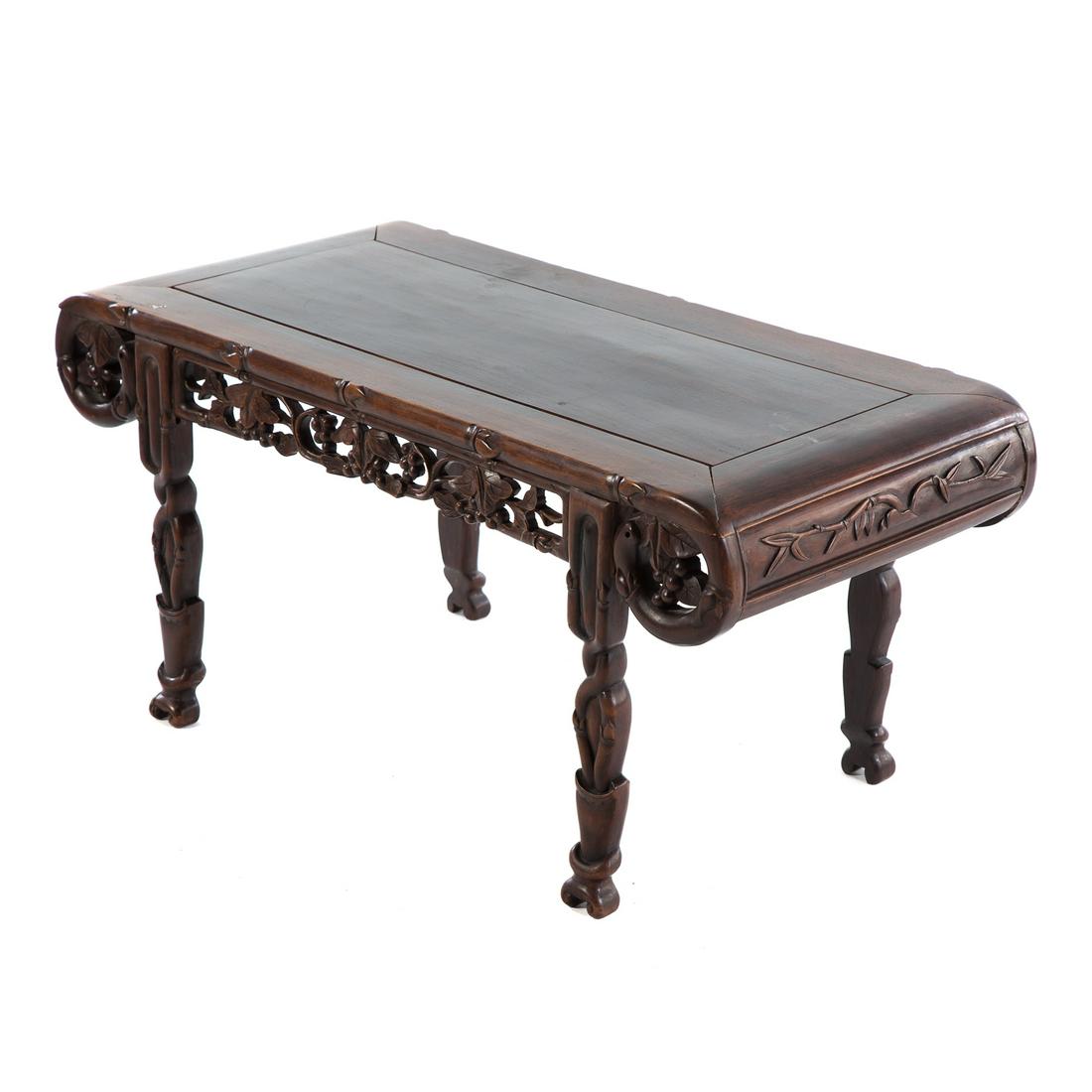 Chinese Carved Rosewood Side Table (1 of 7)