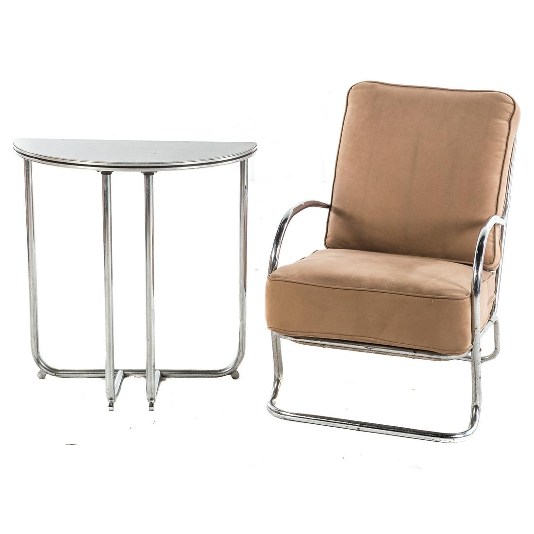 Wolfgang Hoffman Style Lounge Chair & Side Table (1 of 5)