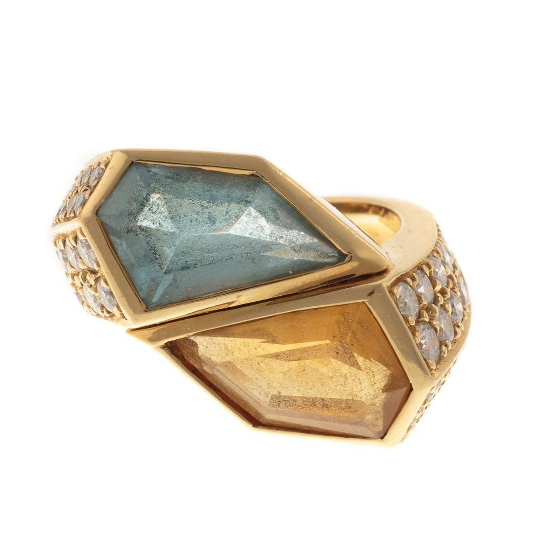 A Ladies Topaz & Diamond Bypass Ring in 18K (1 of 5)