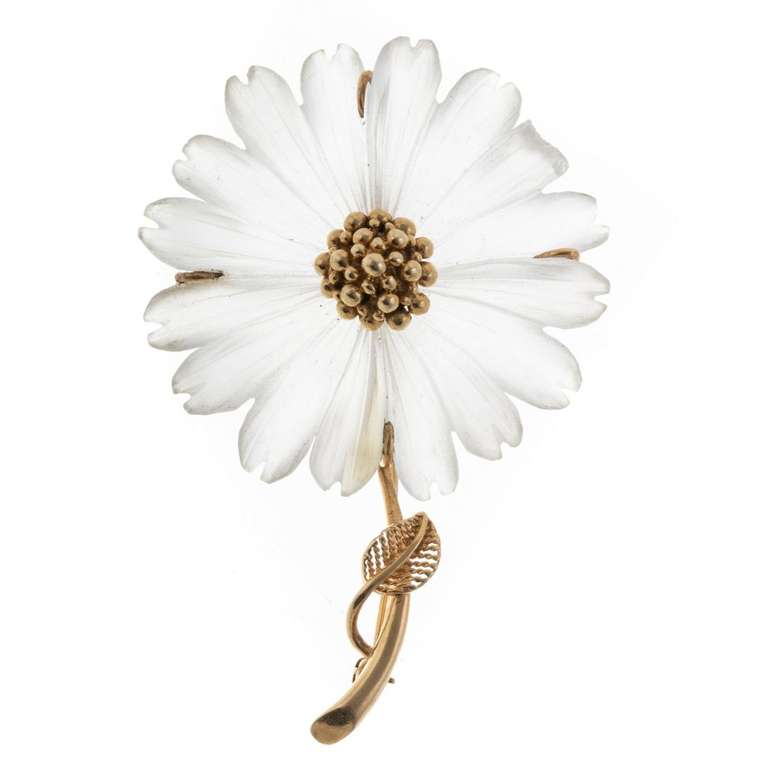 A Ladies 14K Gold Flower Brooch (1 of 4)