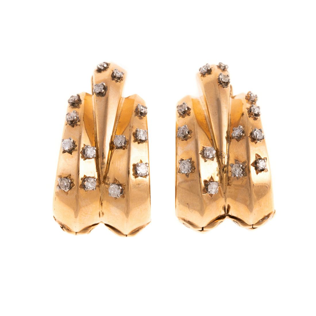 A Pair of Contemporary Diamond Hoops in 14K (1 of 3)