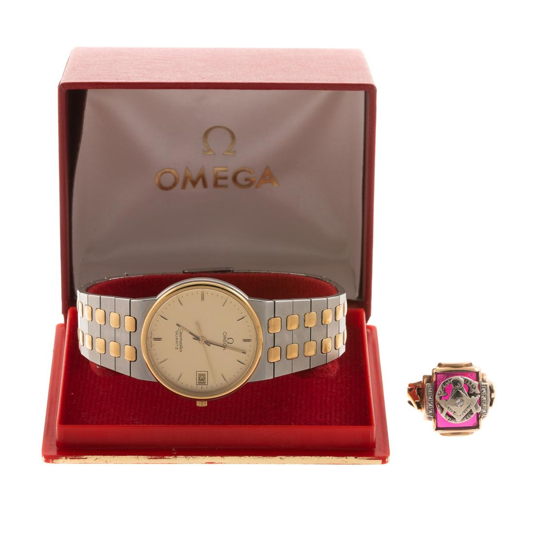 A Masonic Ring & Omega Seamaster Watch (1 of 7)
