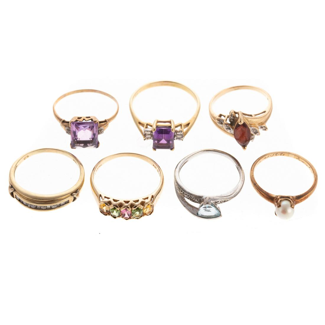 A Collection of Gemstone & Diamond Rings in 10K (1 of 7)