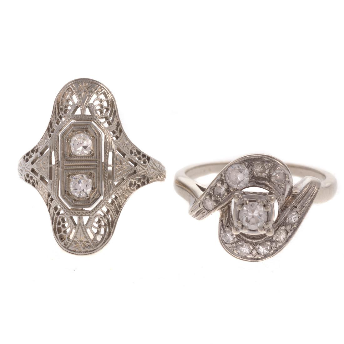 A Pair Vintage Filigree Diamond Rings in Gold (1 of 6)